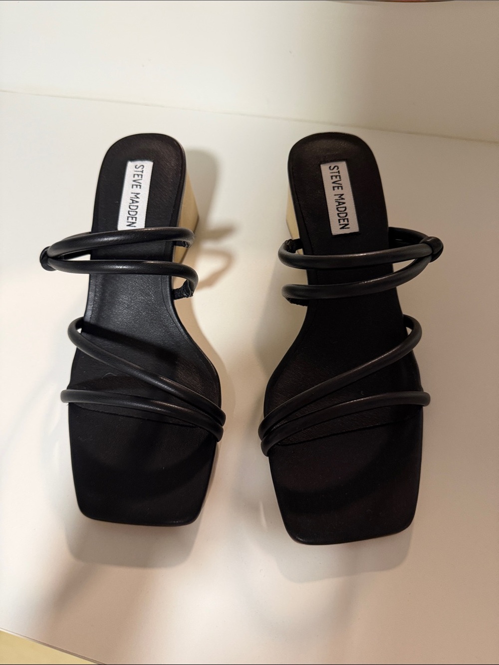 Steve Madden Black Strappy Block Heel Sandals